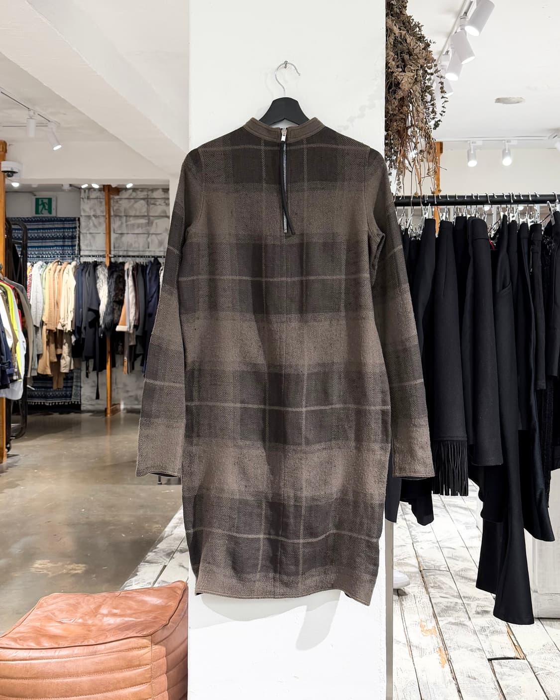 릭오웬스 카키브라운 fw18 체크 미디 원피스 상품이미지6