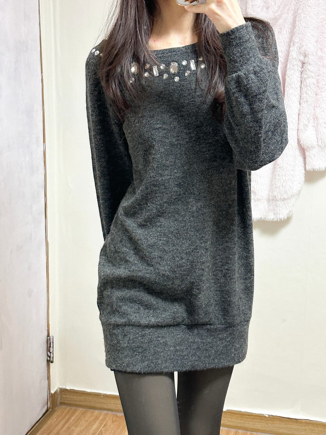 빈티지 차콜 보석 원피스 오네갸루 로걀 베메클깔 공겜여주 긱시크 고딕 상품이미지1