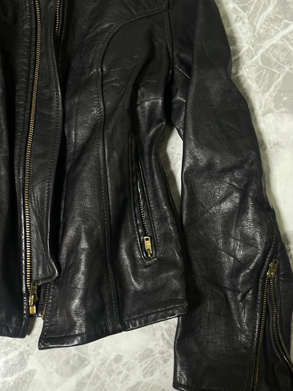 highneck leather rider jacket 상품이미지4