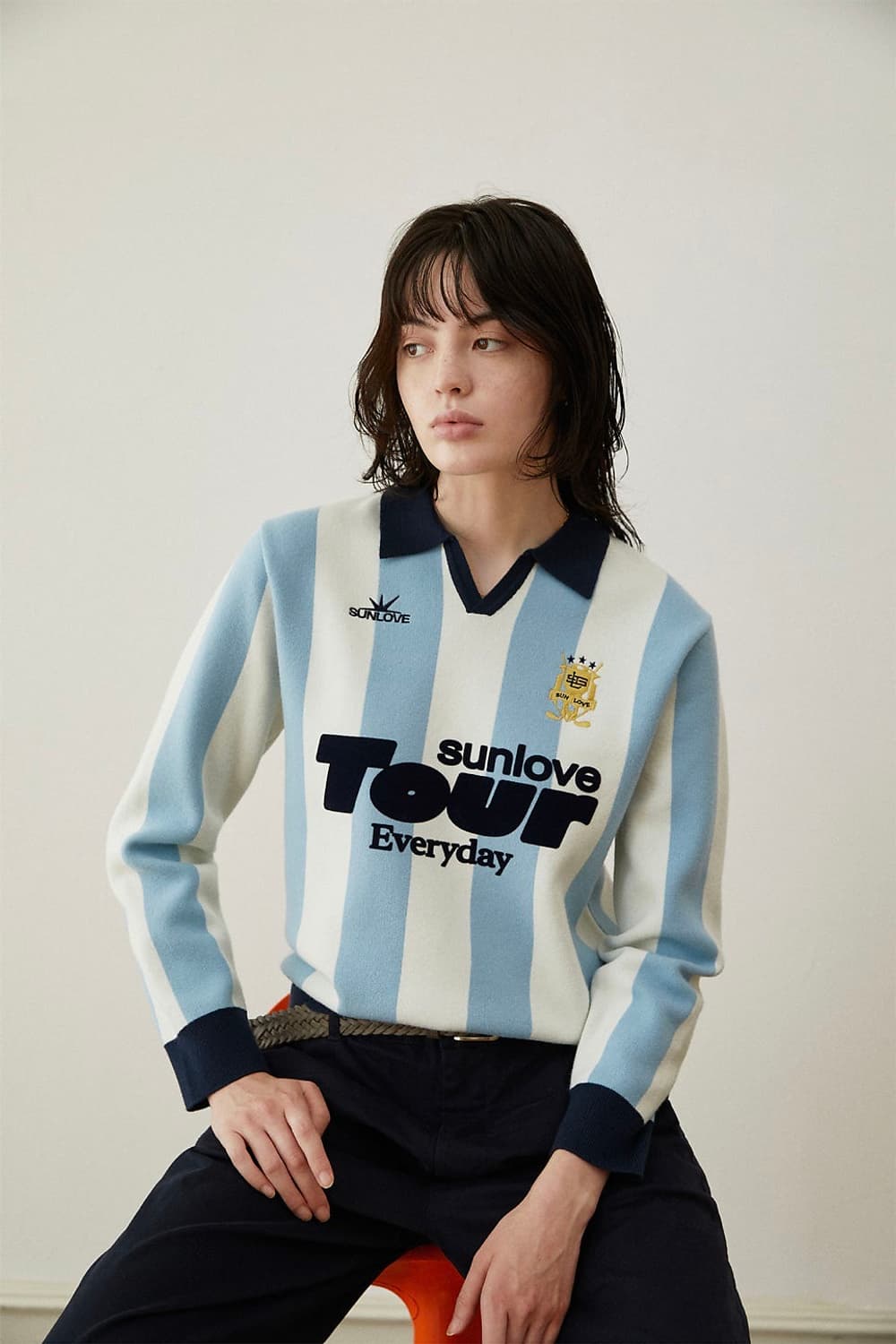 썬러브 23FW Club Knit Polo Sky Blue 상품이미지1