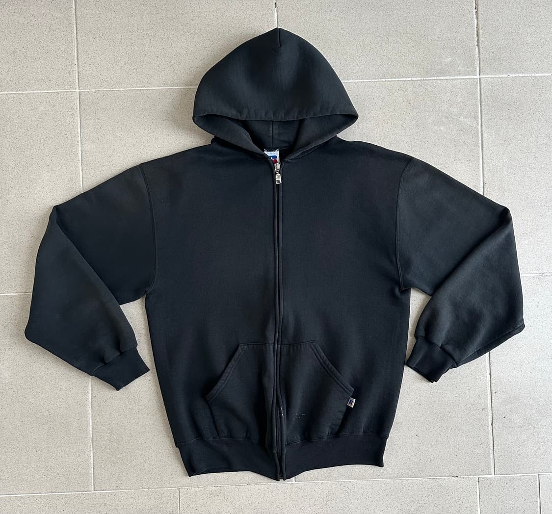 90s 빈티지 러셀 후드집업 블랙 M 상품이미지1