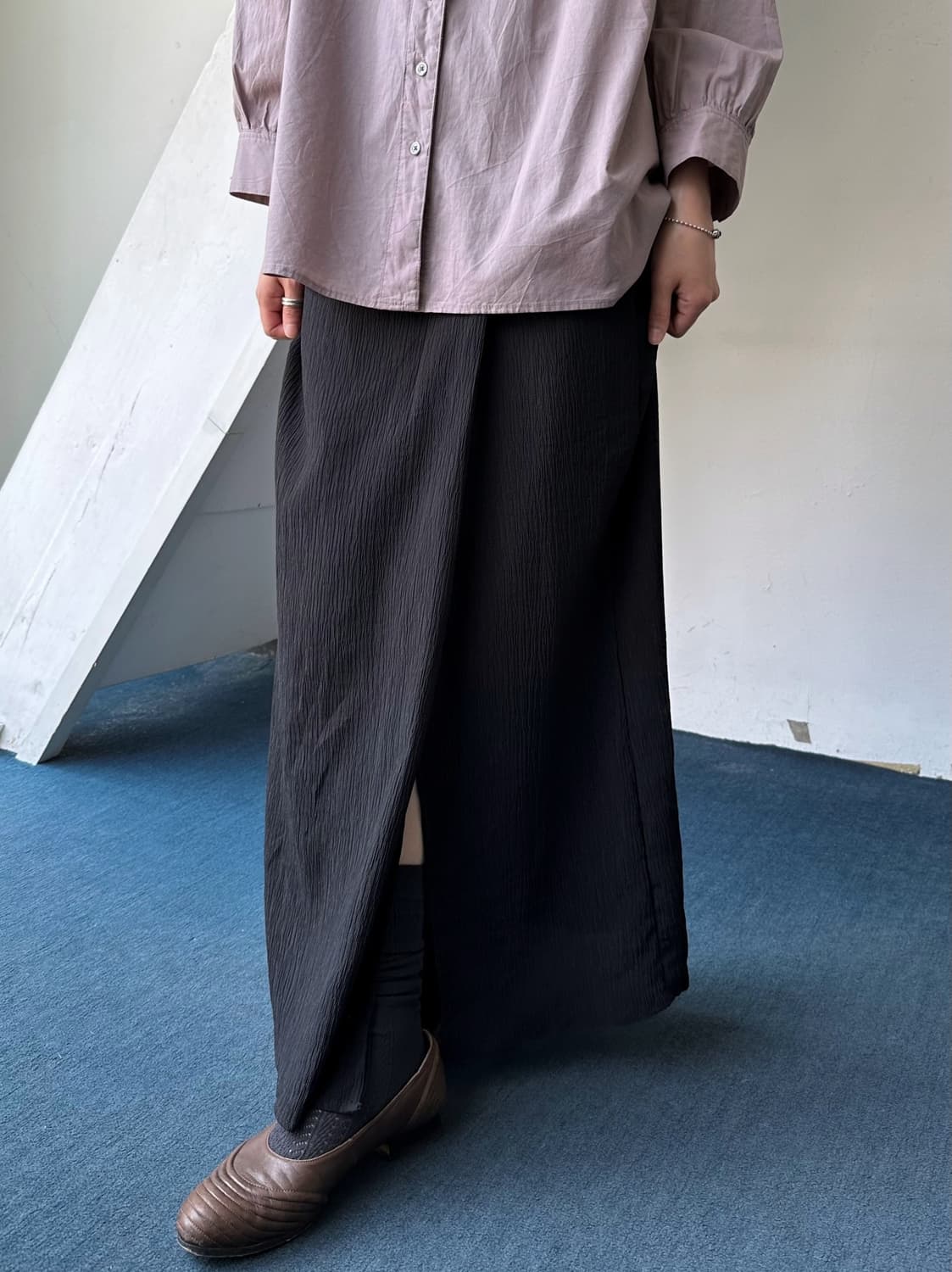 High count poly rayon micro pleats skirt 상품이미지9