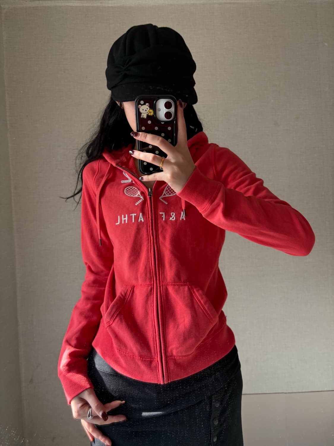 아베크롬비 오렌지핑크 슬림핏 후드집업 상품이미지3