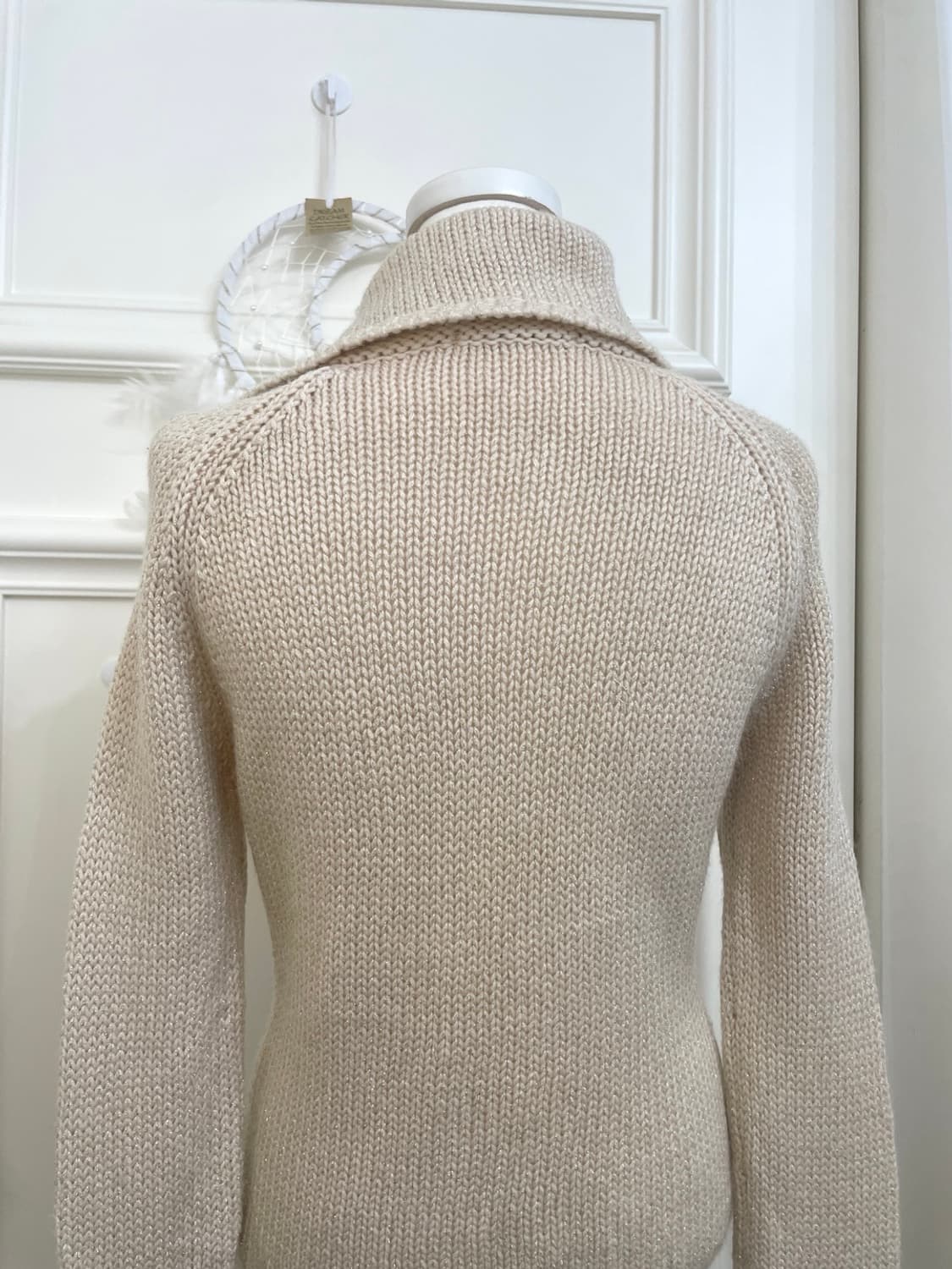 beige ivory glitter diagonal turtle-neck 상품이미지4