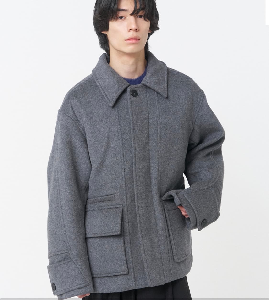 MISEKI SEOUL Wide tap half coat CHARCOL 상품이미지1