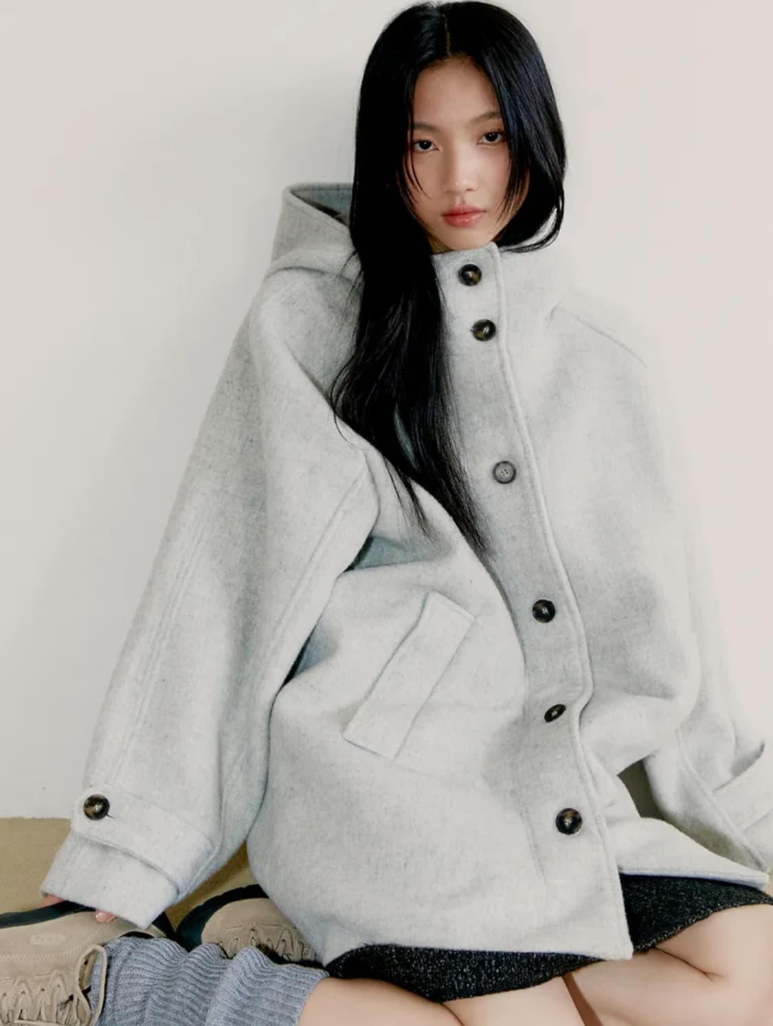 오피쉬 울 리치 하프 코트 그레이 상품이미지1