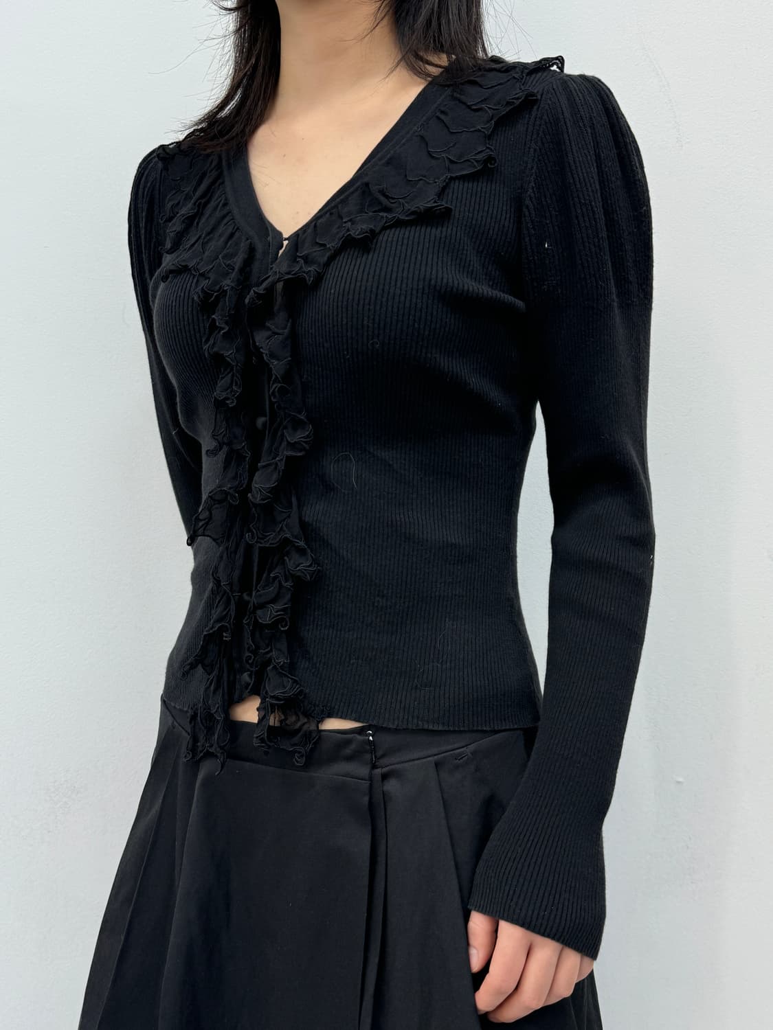 frill design slim cardigan 상품이미지2