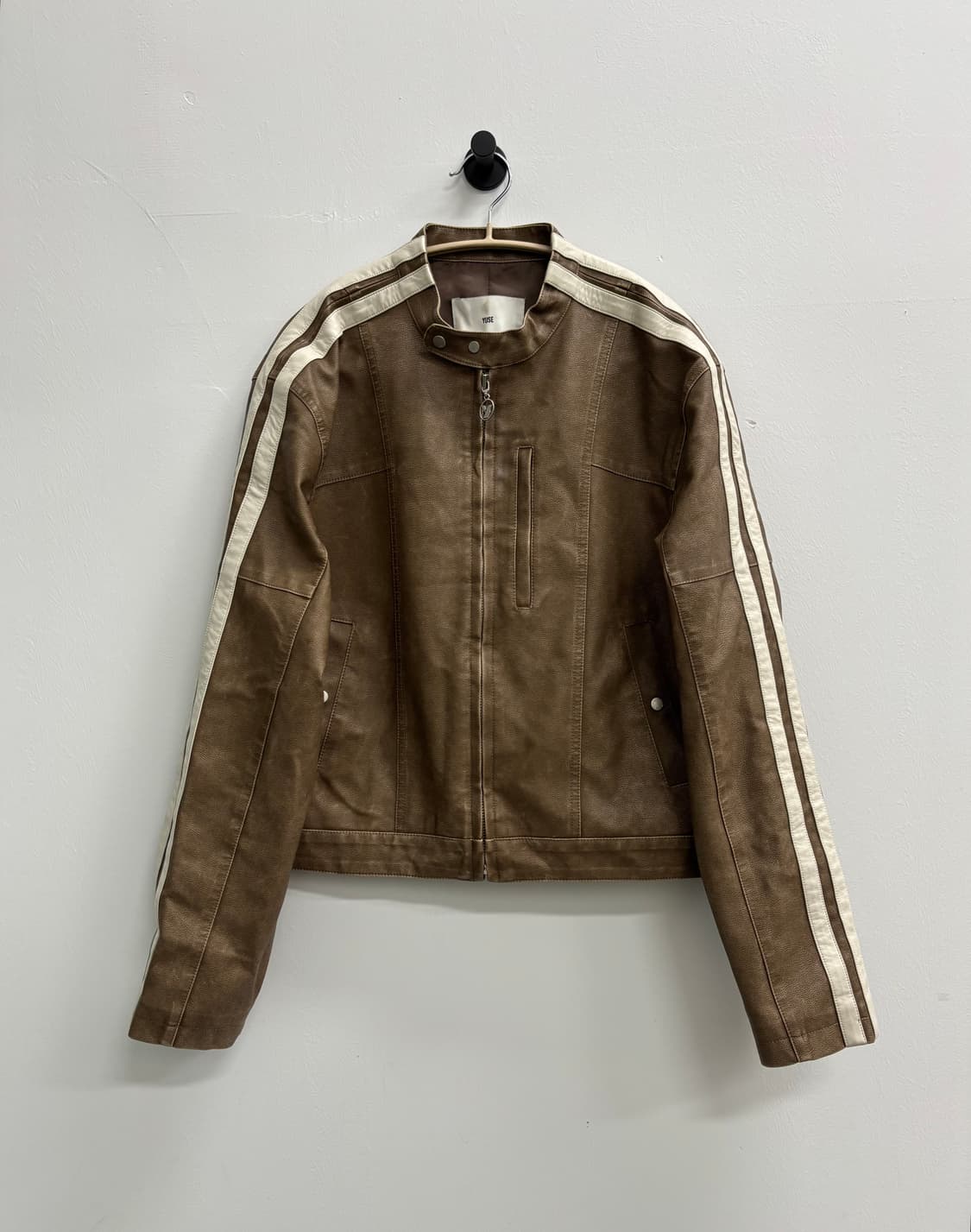유즈 YUSE 브라운 크롭 레더 자켓 상품이미지2