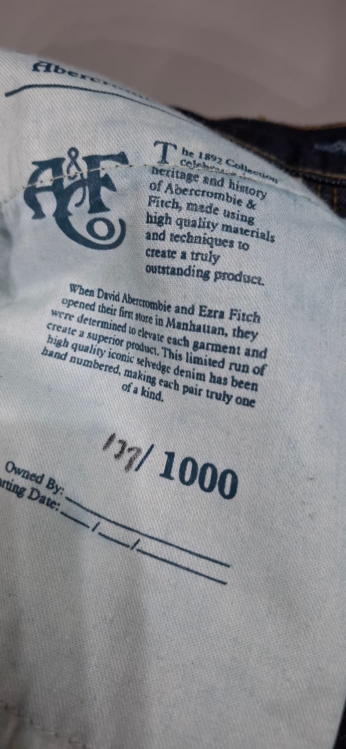 (새제품 한정판) 아베크롬비 1892 일본 셀비지 데님 31/32 상품이미지4