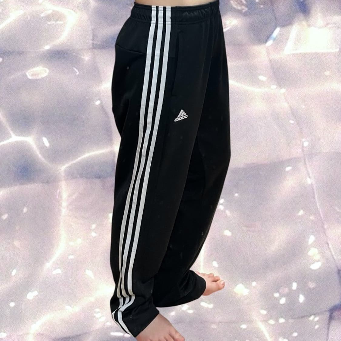 아디다스 검흰 블랙 화이트 삼선 와이드 트랙 팬츠 XL 상품이미지1