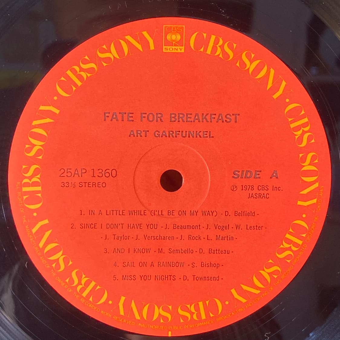 (중고LP-팝록) Art Garfunkel -Fate 상품이미지4