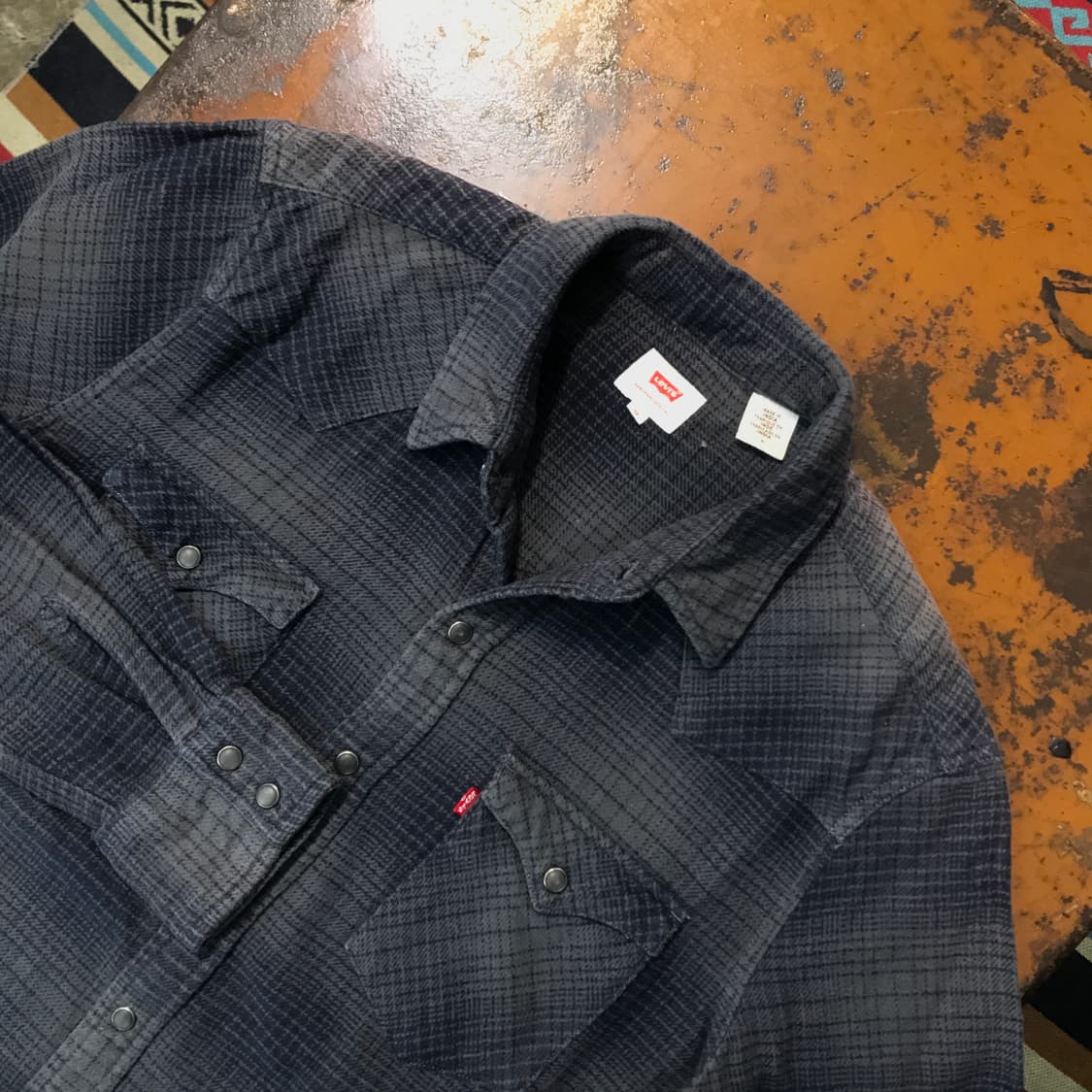 리바이스 그레이네이비 체크 도톰한 웨스턴 셔츠 남성 105 사이즈 상품이미지3