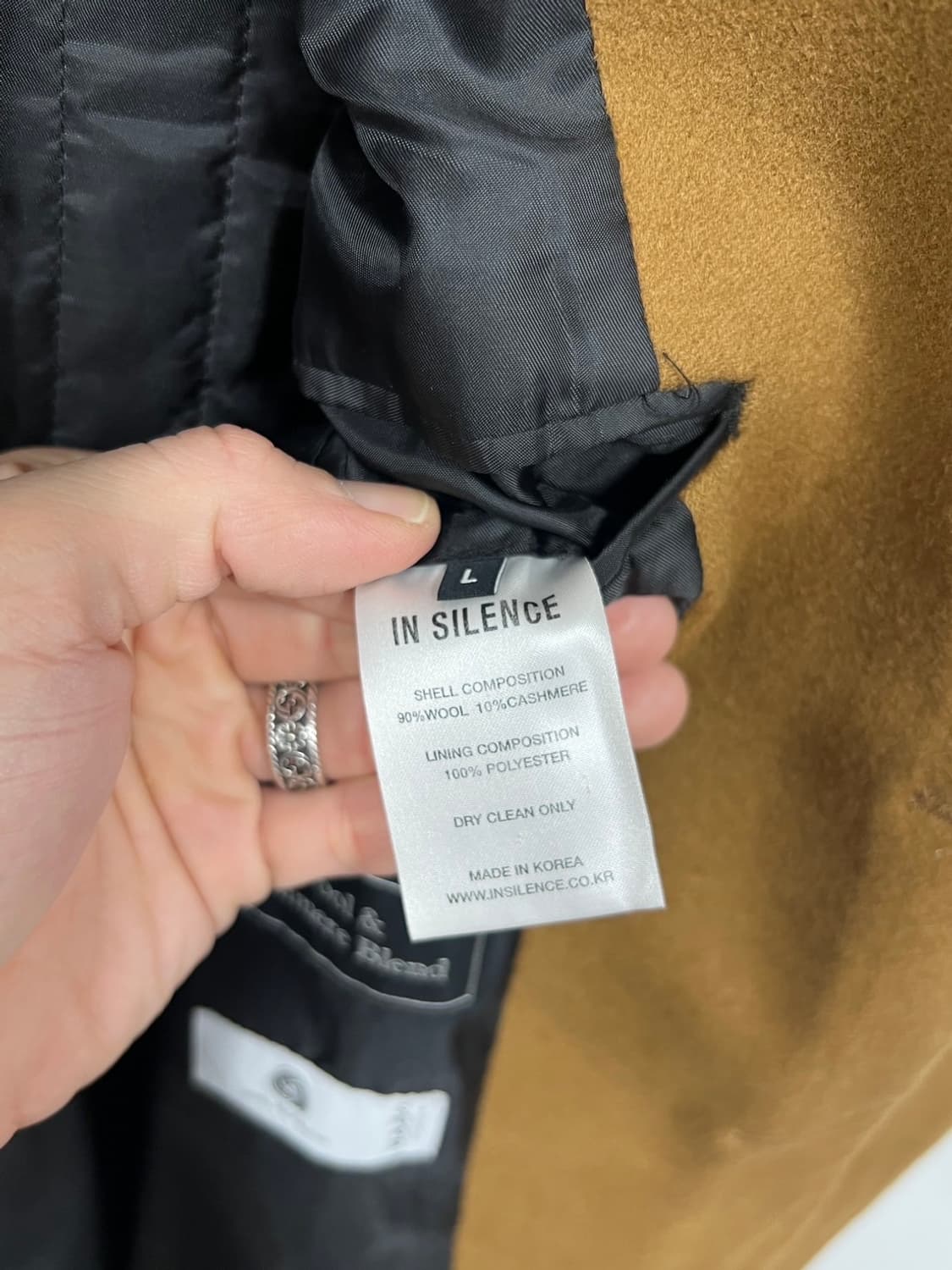 인사일런스 카멜 울 캐시미어 블렌드 남성 롱코트 상품이미지5