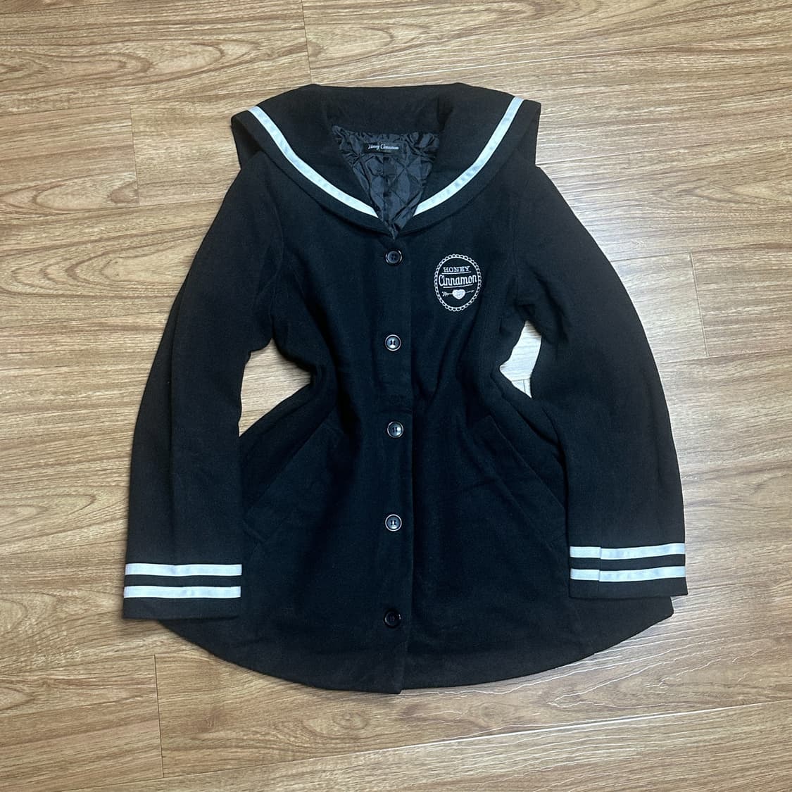 빈티지 허니 시나몬 블랙 세일러 자켓 코트 히메갸루 로걀 라떼 아일릿 상품이미지1