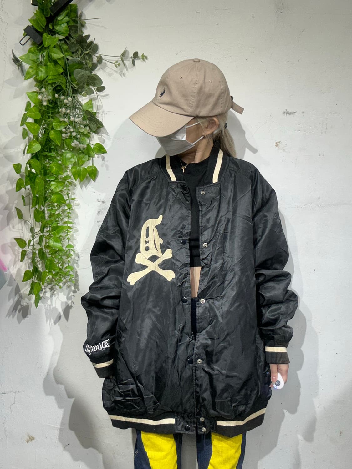 일본 빈티지 블랙 점퍼 빅 로고 자켓 XL 상품이미지4