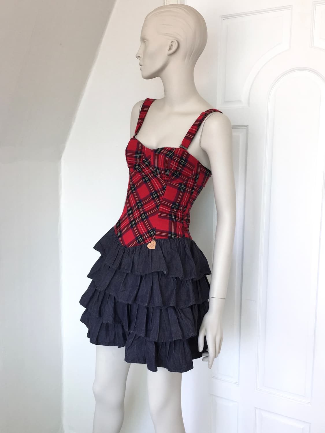 Italy Made  Tartan Plaid  Ruffle  Dress 상품이미지4