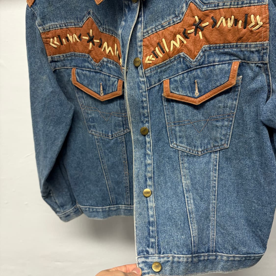 빈티지 웨스턴 데님 레더 자켓 상품이미지5