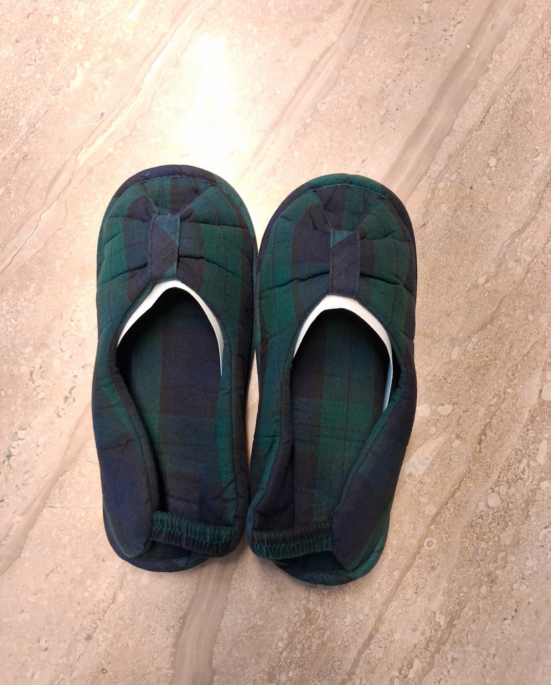 오픈토 미끄럼방지 덧신 실내화 그린체크 (새상품) 상품이미지6