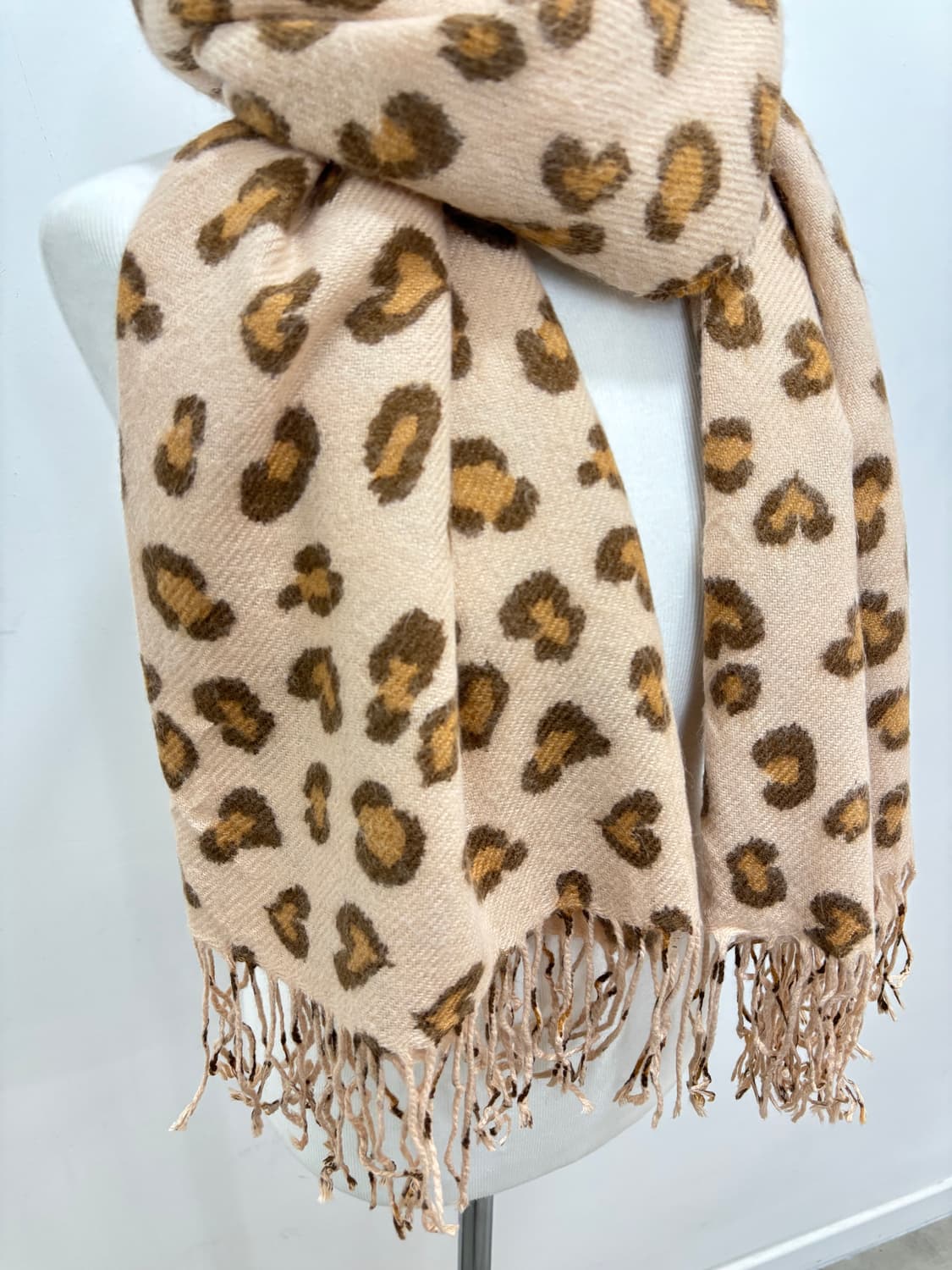 살구 브라운 레오파드 호피 머플러 목도리 상품이미지3