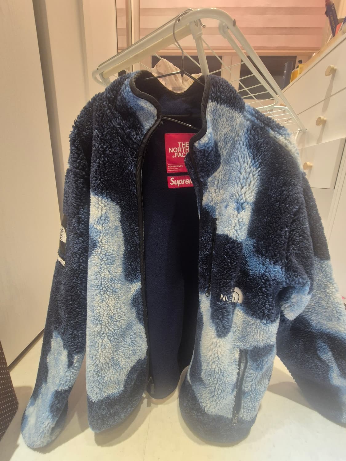 (M)슈프림 x 더 노스 페이스 블리치드 데님 프린트 플리스 재킷 인디고 상품이미지1