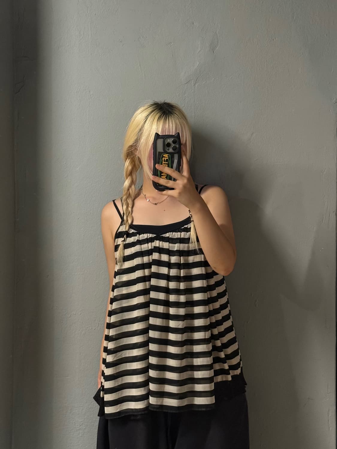kawaii stripe pattern sleeveless 상품이미지1
