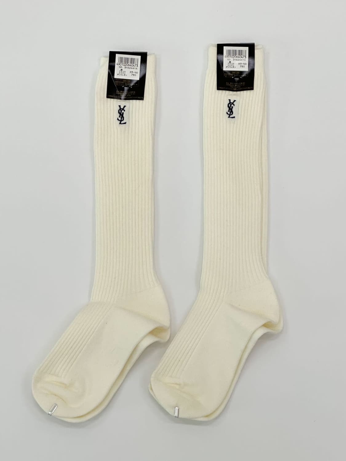 [새상품] YSL / 입생로랑 크림 골지 양말  상품이미지4