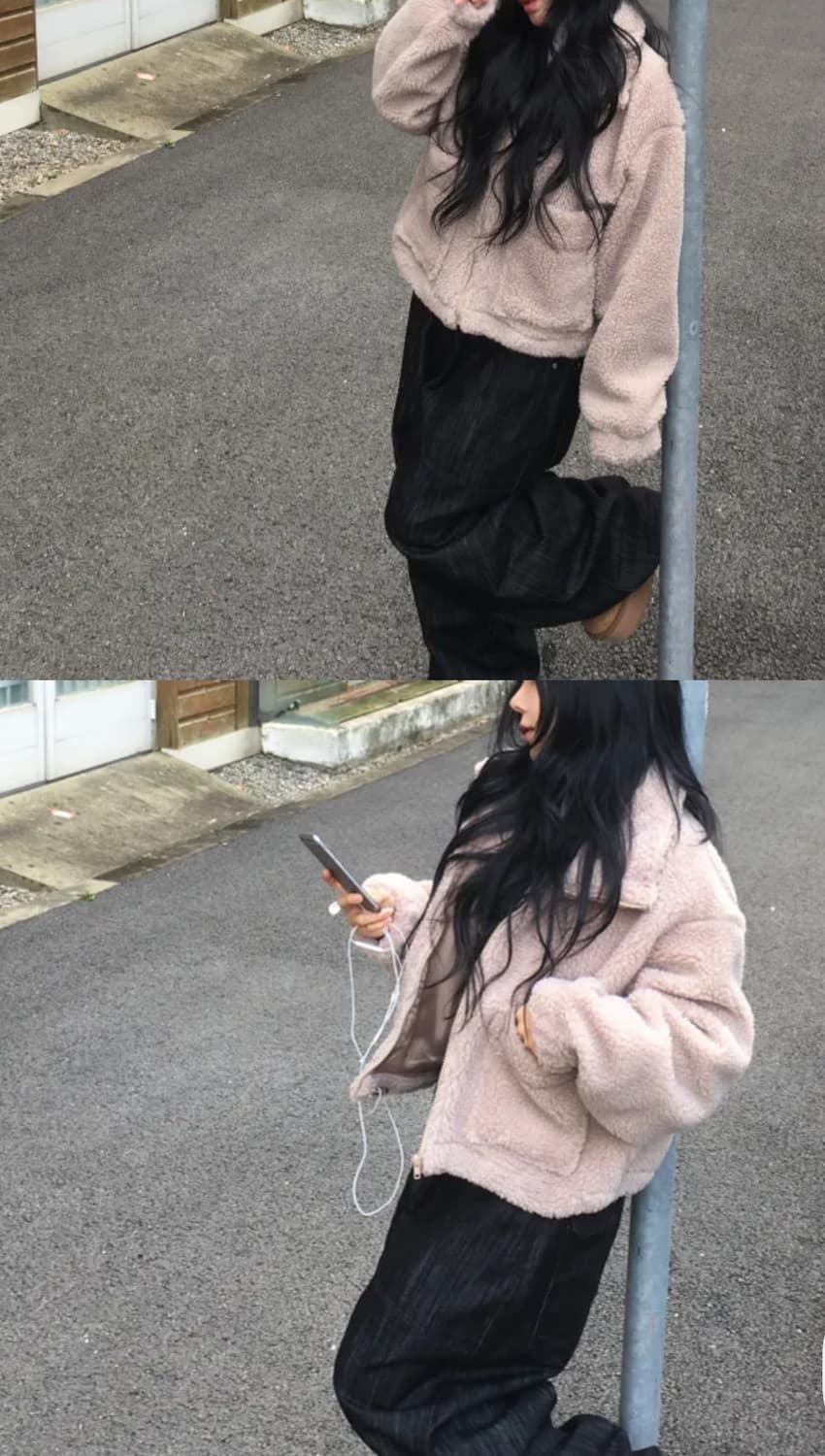 뽀글 후리스 하이넥 카라집업 상품이미지2