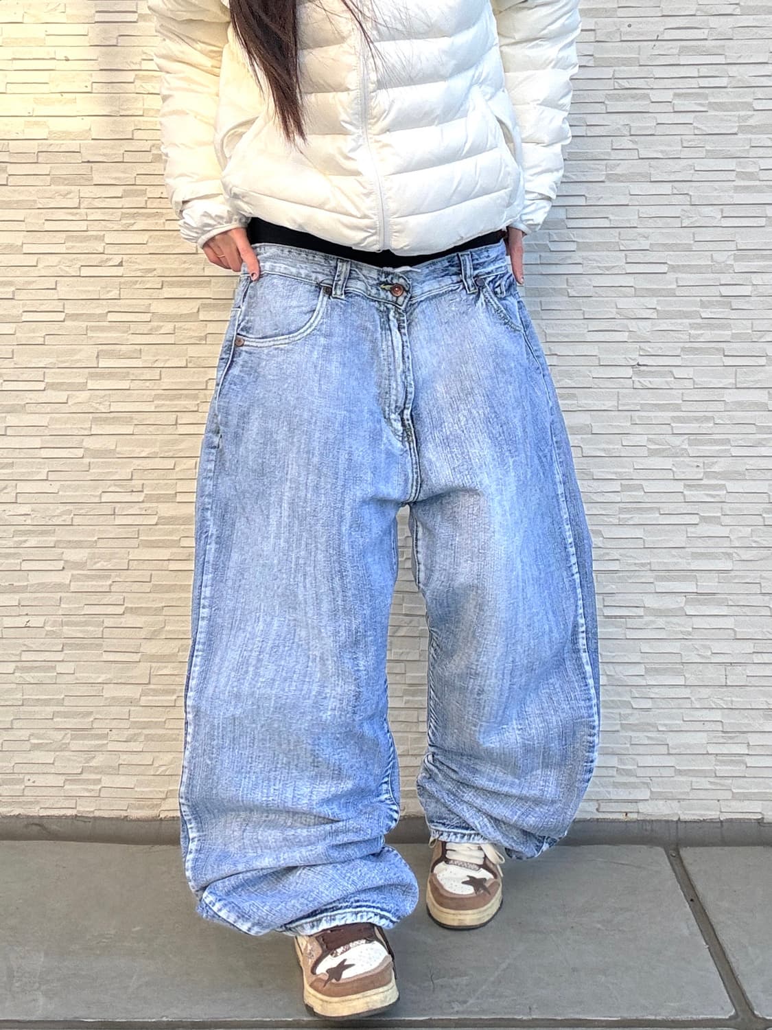 90s SEAN JOHN 올드스쿨 미디엄블루 오버사이즈 와이드 데님 팬츠 상품이미지1