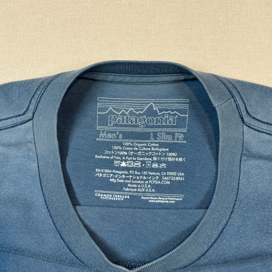 L) 파타고니아 오가닉 코튼 포켓 반팔 티셔츠 블루 상품이미지6