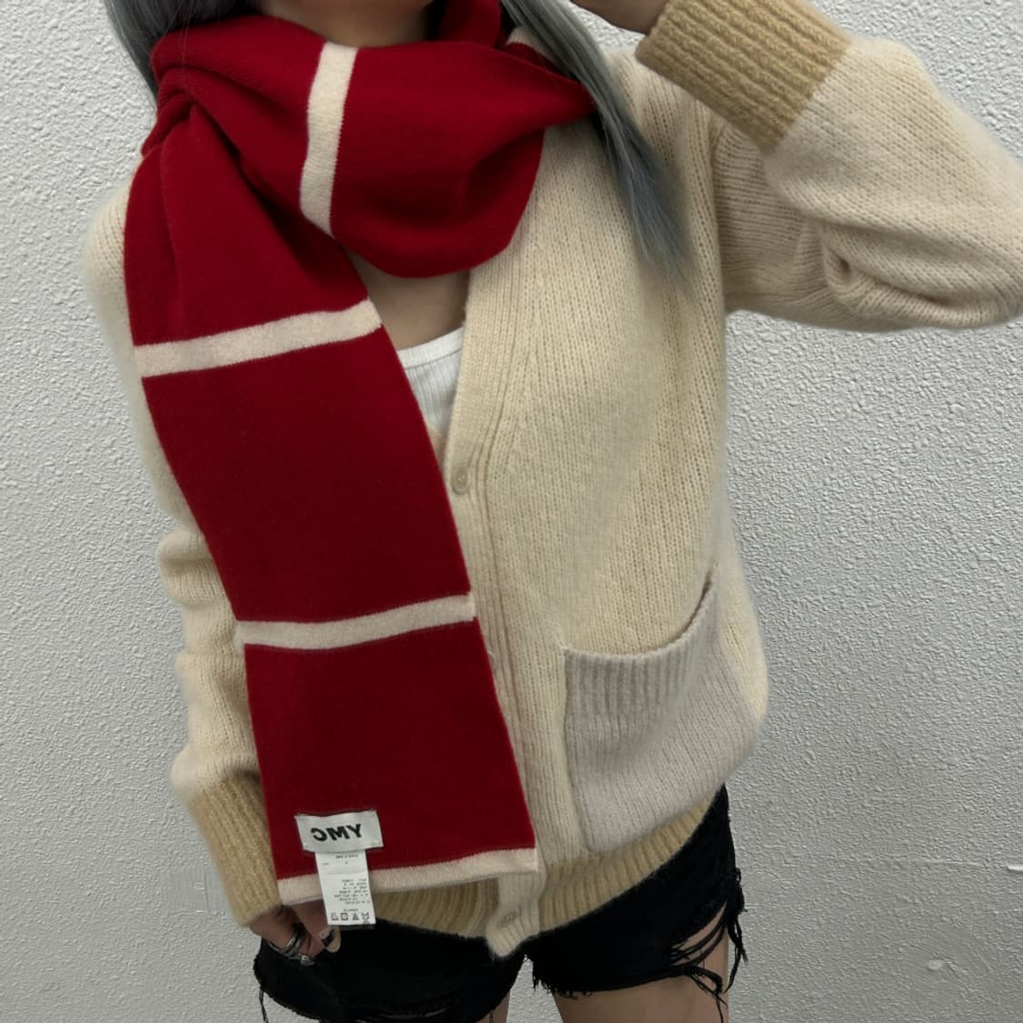 YMC 레드 크리스마스 울 머플러 상품이미지2