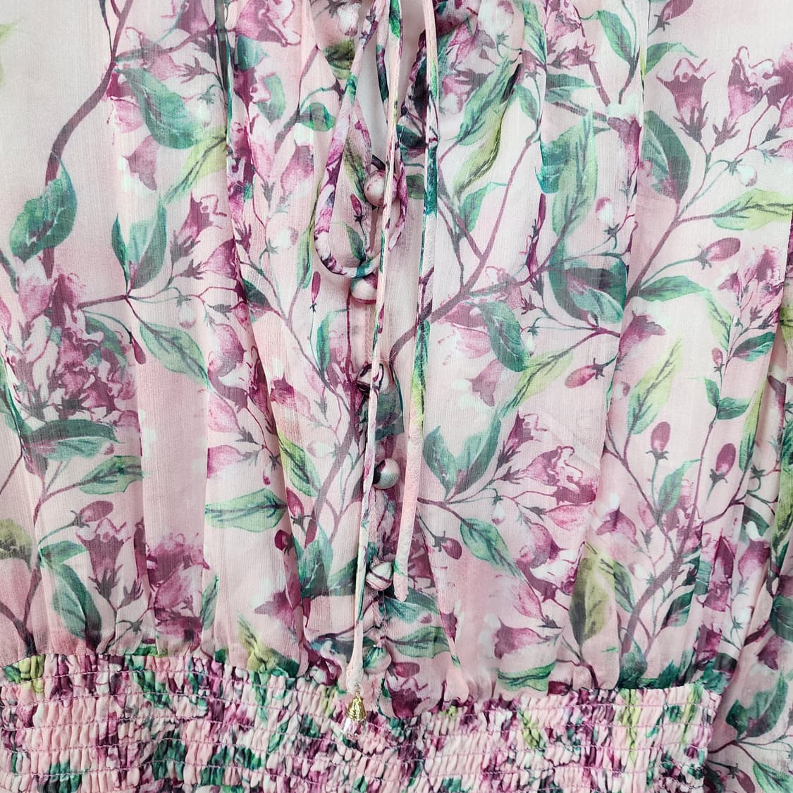 샤틴 플라워 쉬폰 롱 원피스 상품이미지3