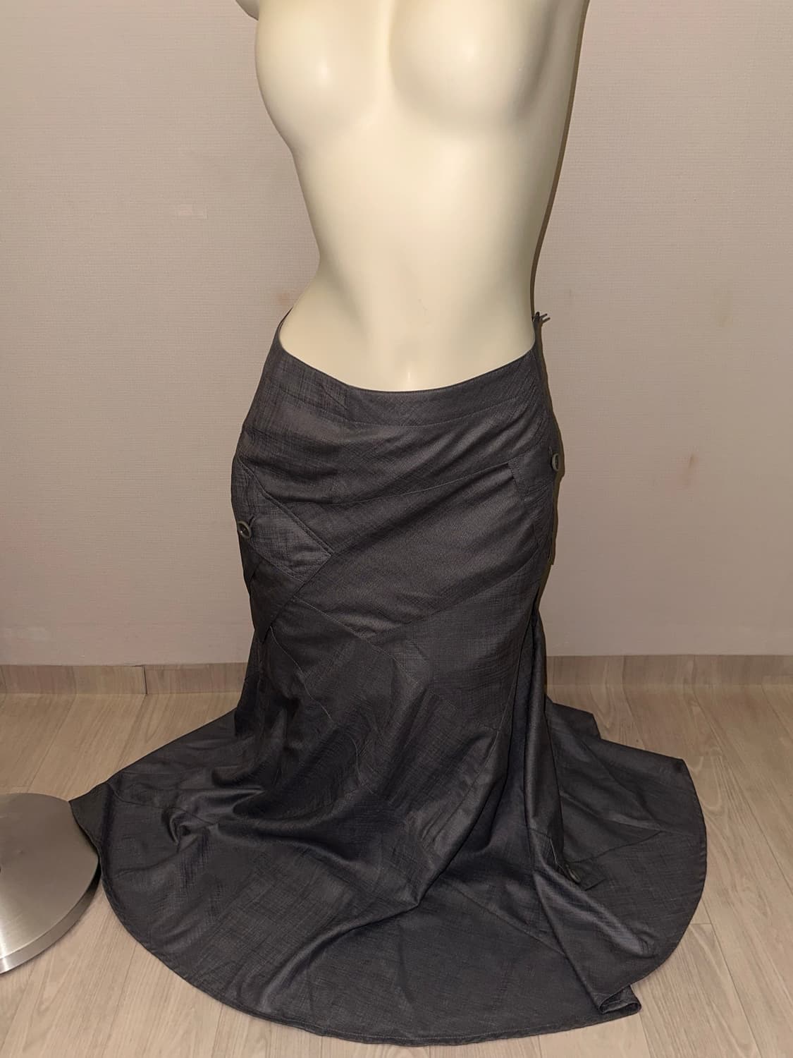 빈티지 포켓 롱 맥시 차콜 스커트 상품이미지3