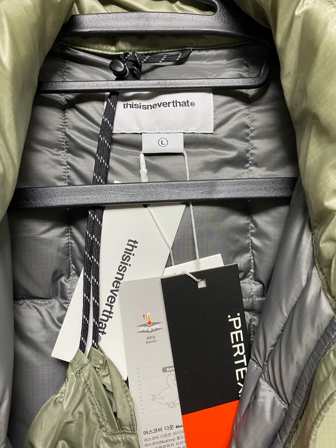 L) 디스이즈네버댓 퍼텍스 라이트 다운 세이지 그린 새상품 상품이미지6