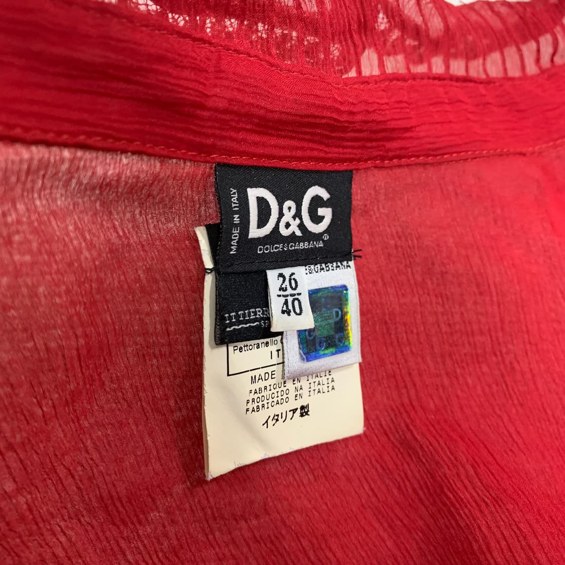 돌체앤가바나 레드 실크 레이스 시스루 셔츠 상품이미지6