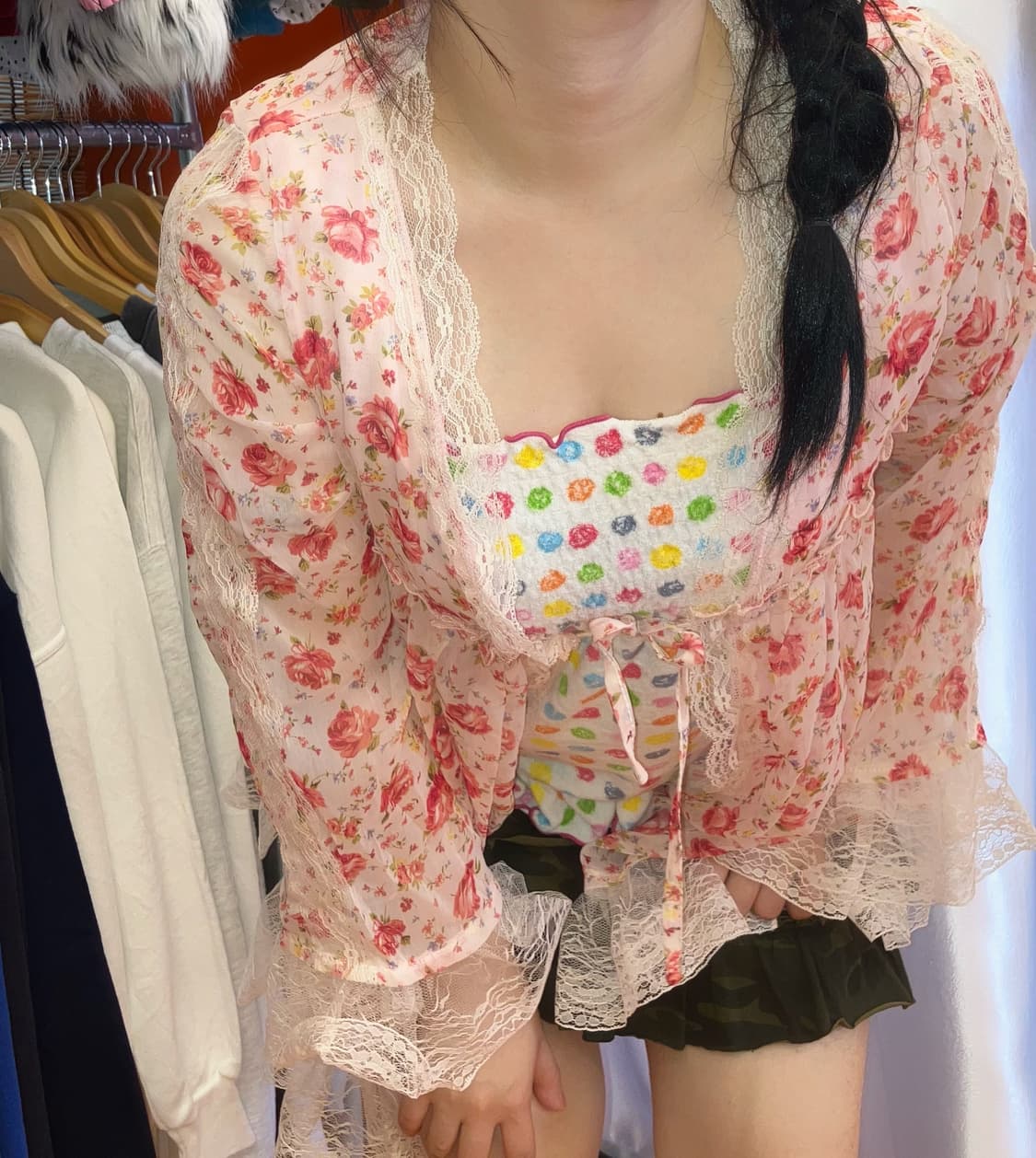 디어마이러브 핑크 플라워 가디건 상품이미지2