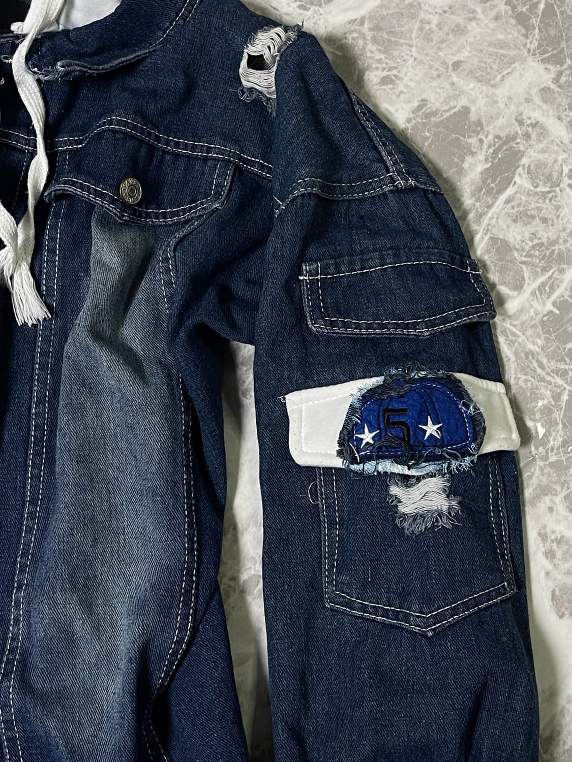 patchwork denim hoody jacket 상품이미지3