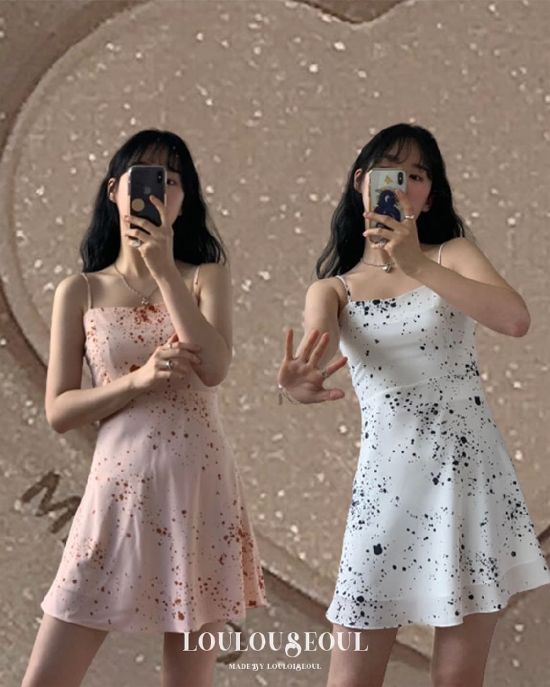 [새상품] 루루서울 페인팅 도트 미니 드레스 핑크/화이트/블랙 상품이미지1