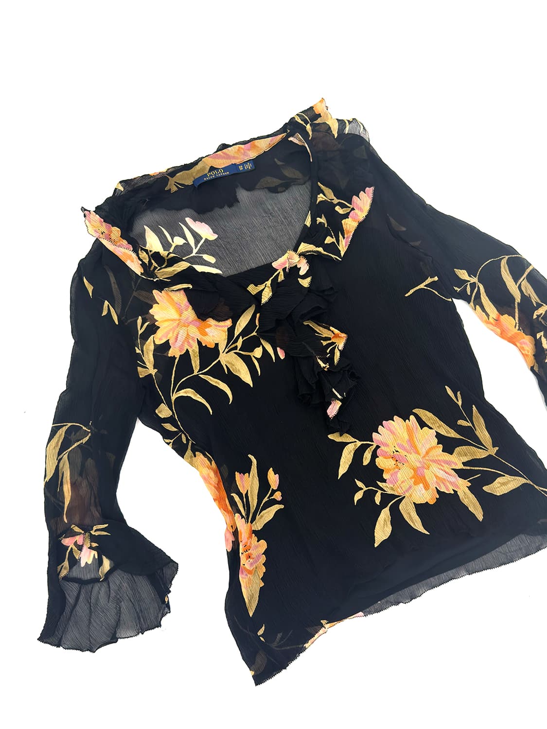 Polo Silk Floral Ruffle Blouse/ Xs 상품이미지3