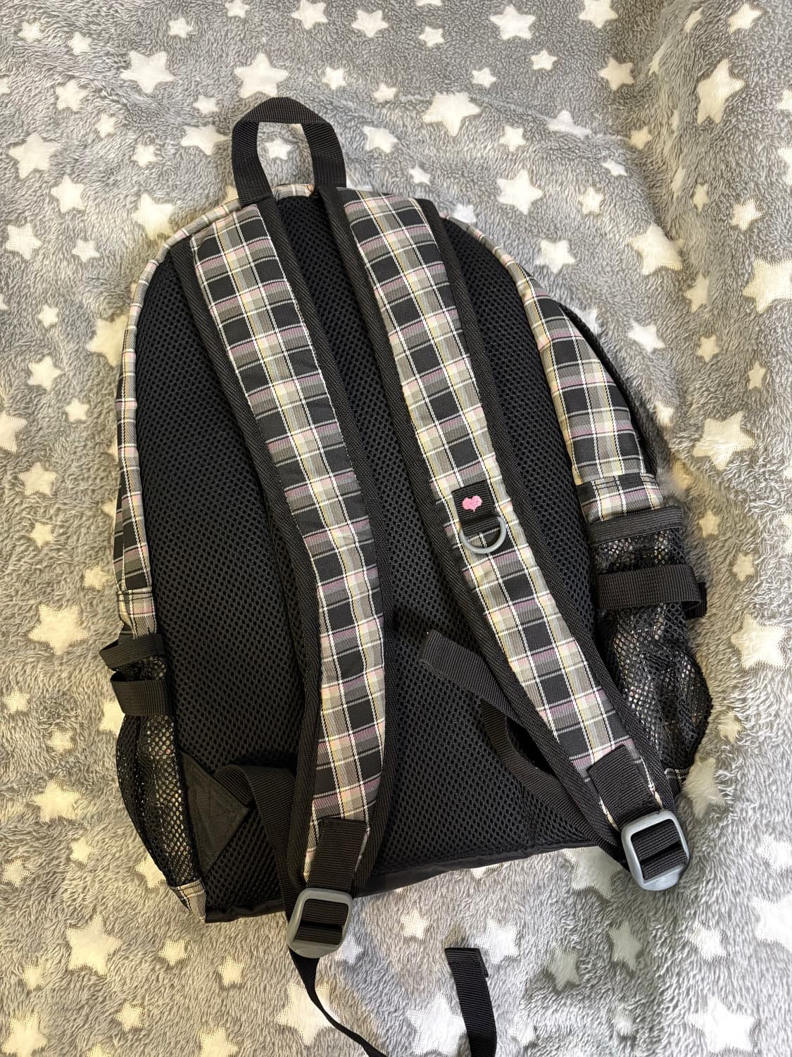 elle 엘르 일본 빈티지 체크 백팩 블랙 핑크 y2k  상품이미지5