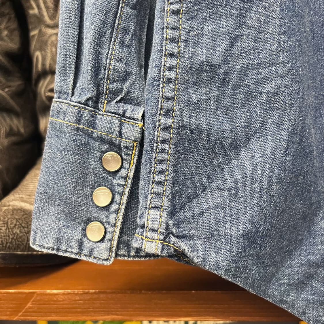 00s LEE 리 오리지널 펄 스냅 웨스턴 데님 워크 셔츠 N421 상품이미지5