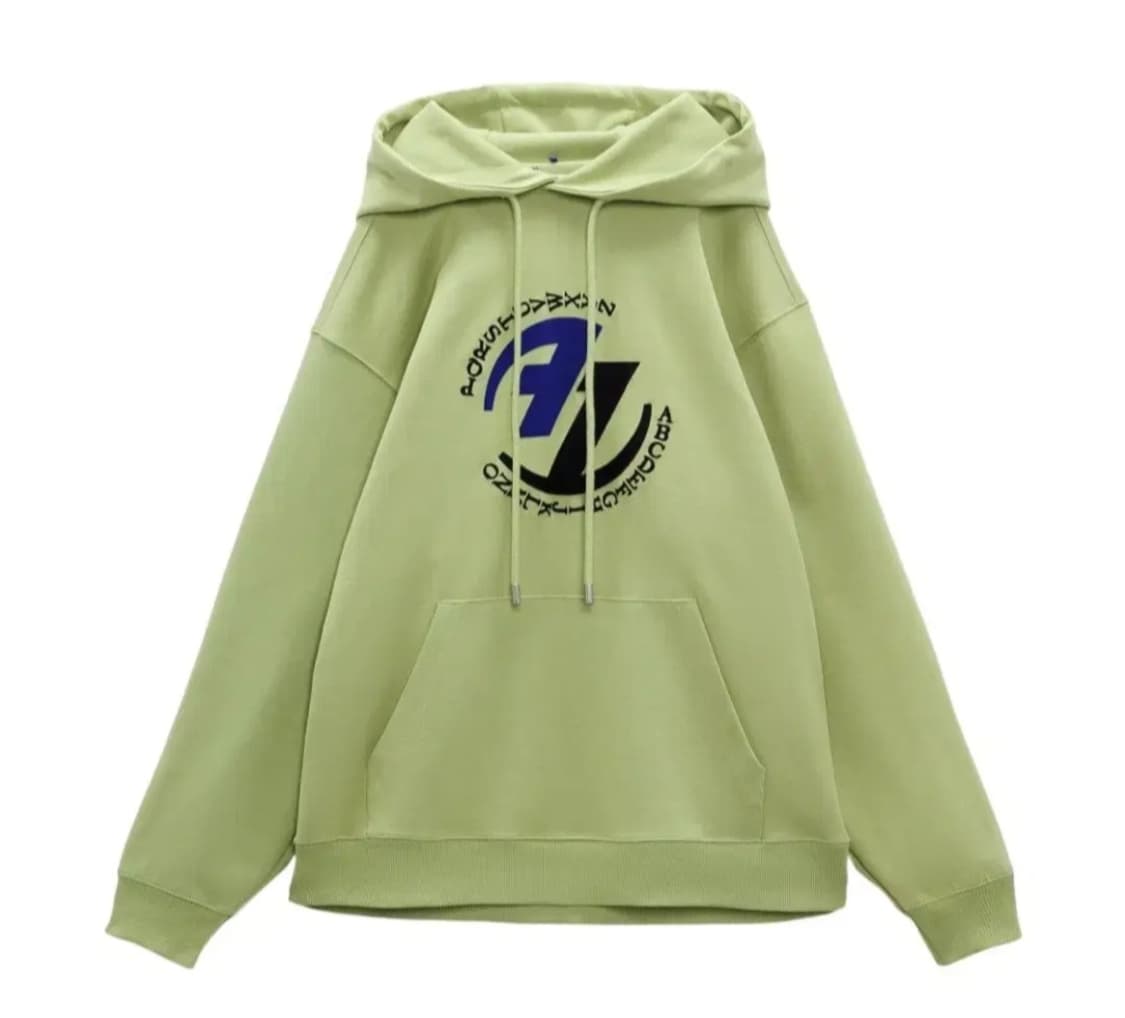 자라 x 아더에러 자수 후드 스웨트셔츠 라이트 그린 상품이미지1