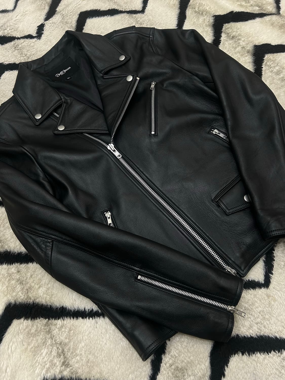 [XL]도프제이슨 램스킨 양가죽 라이더 자켓/블랙 상품이미지3