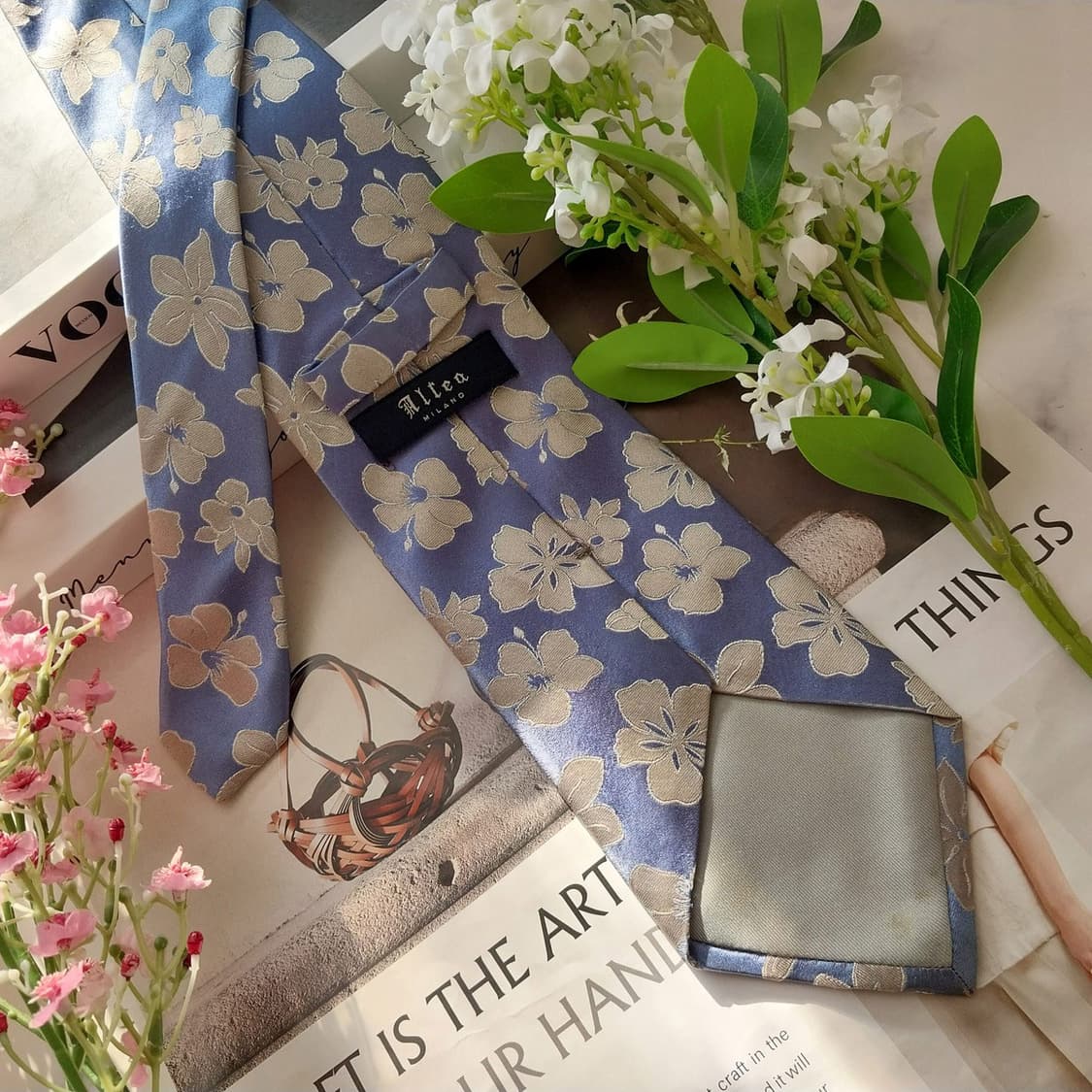 알테아 실크 블루 플라워 자카드 넥타이 9.4cm A등급 K1732
 상품이미지5