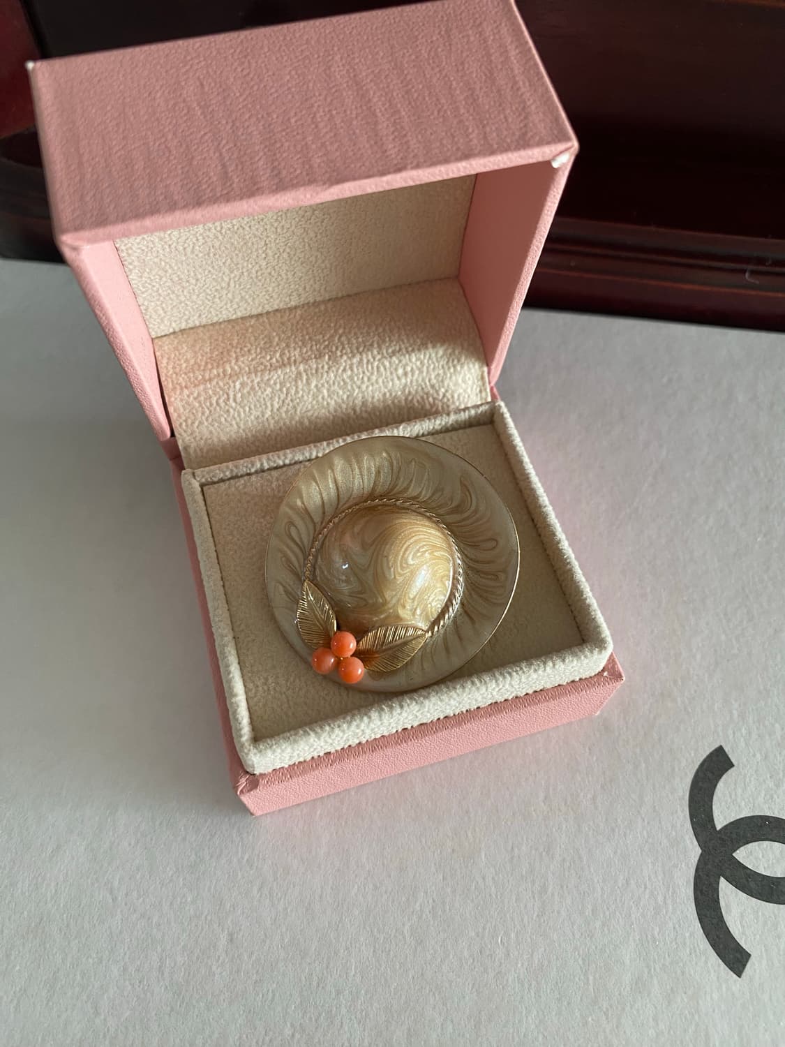 산호장식 마블 패턴 모자 브로치 겸 팬던트 상품이미지4