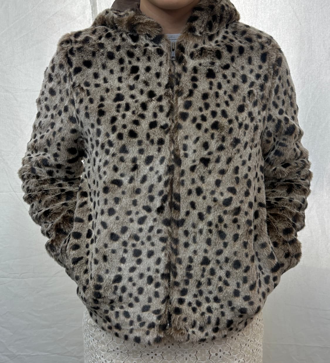 vour meme leopard fur hood jacket 상품이미지1