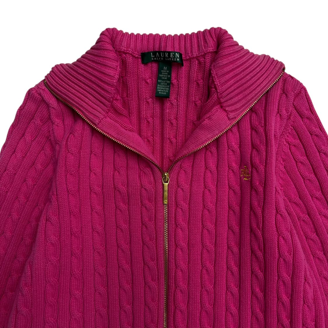 폴로 랄프로렌 골드로고 핫핑크 니트집업 M 상품이미지4