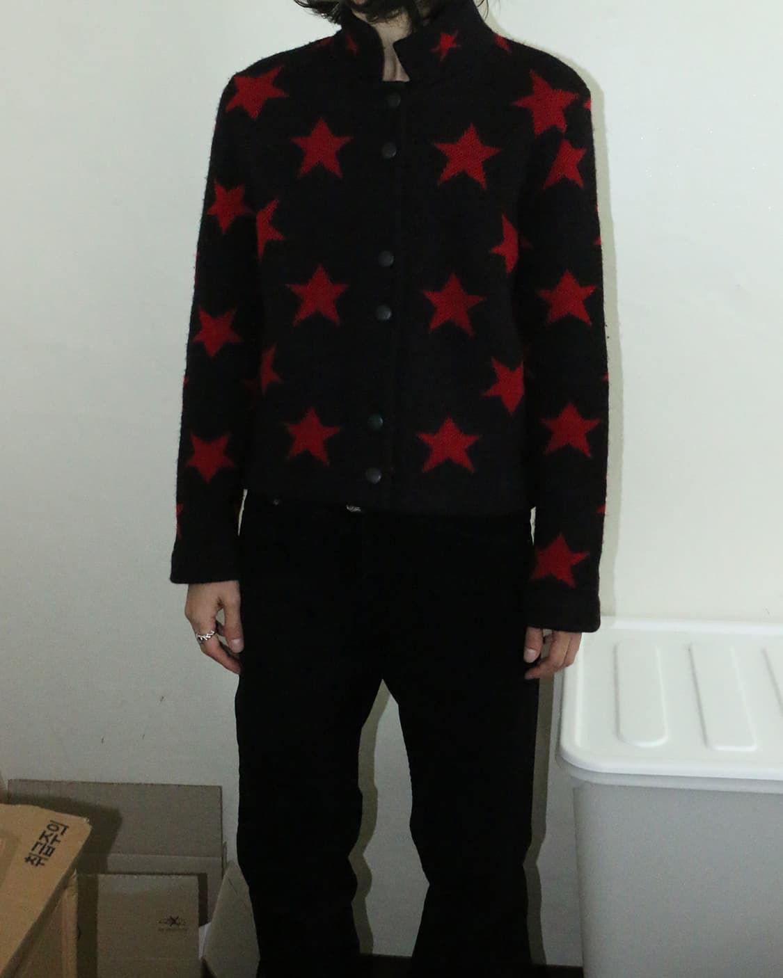 90s 스타 패턴 울 니트 자켓 상품이미지2