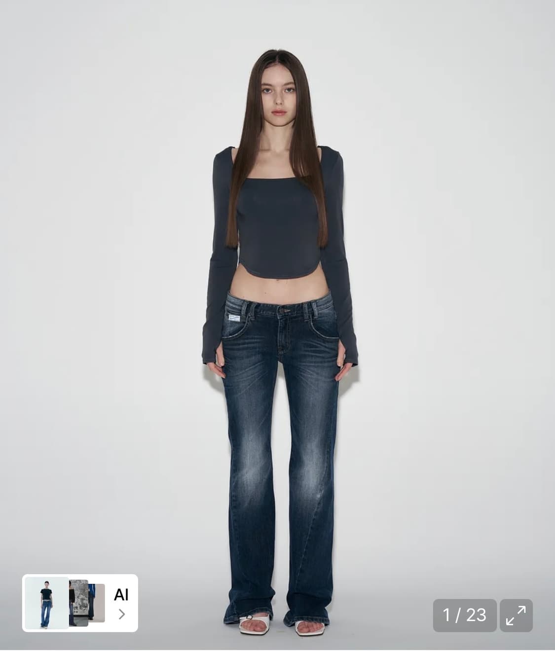 플리즈노팔로우 워싱부츠컷 데님 M 상품이미지1