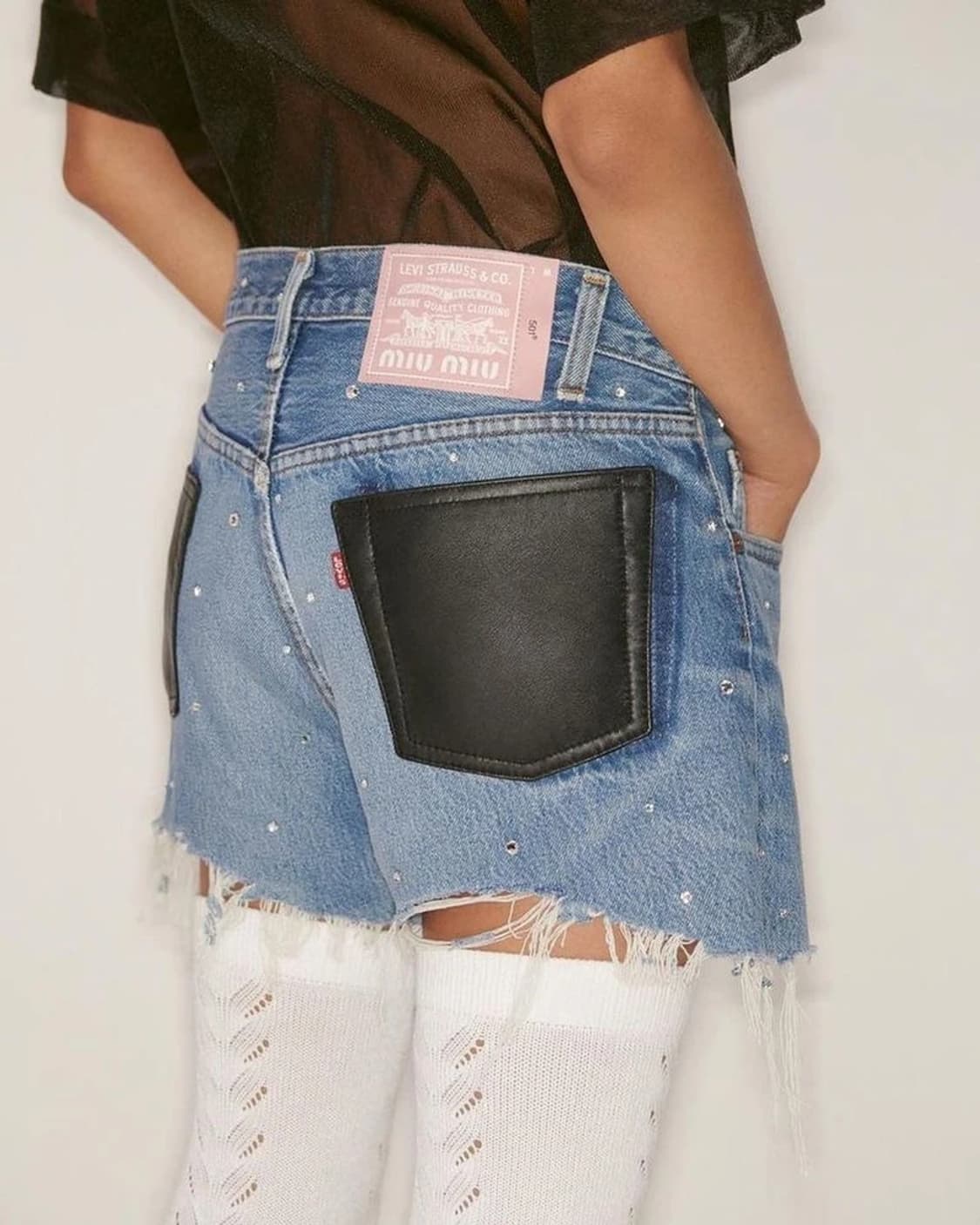 미우미우 x 리바이스 21ss 워시드 컷오프 데님 쇼츠 PN5400 상품이미지2