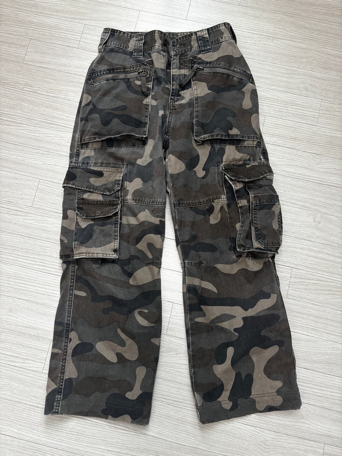 카모 멀티포켓 워싱 밀리터리 코튼 팬츠 브라운 XS 상품이미지5